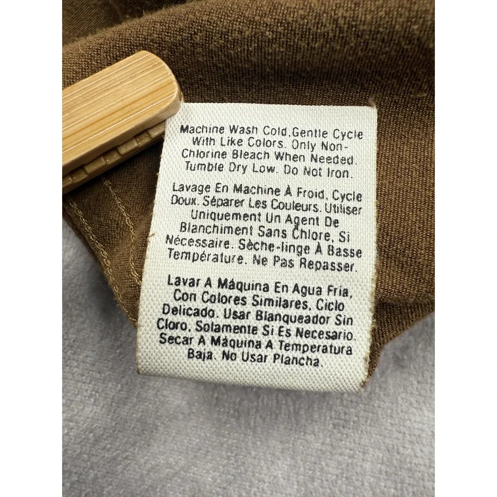 VTG DKNY Shirt Mens XL Brown Button Long Sleeve Faux Suede Pocket 90s Minimalist